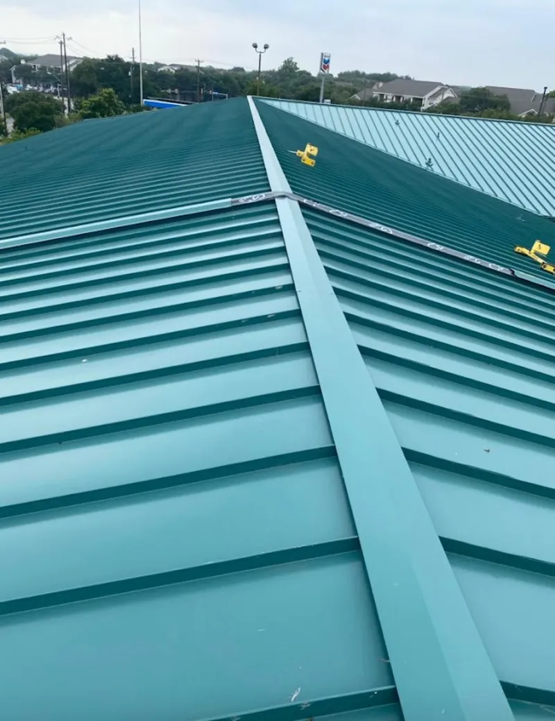 Green commercial metal roof ridge and valley for Metal Roof Repair in Walker